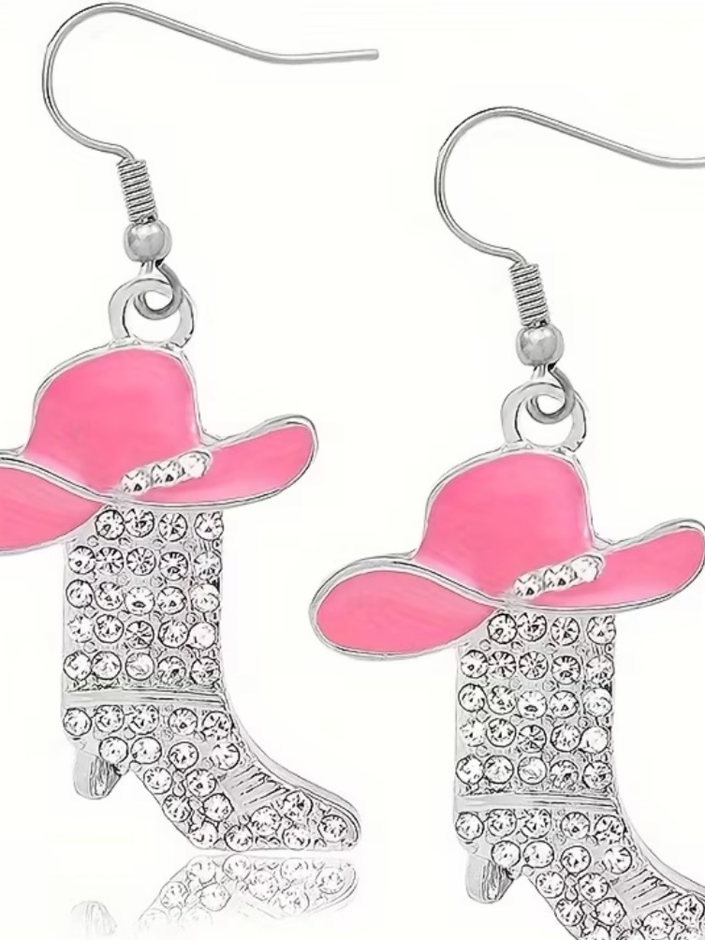 New Pink Cowboy Boot Drop Earrings - Women Jewelry
